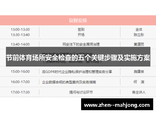 节前体育场所安全检查的五个关键步骤及实施方案